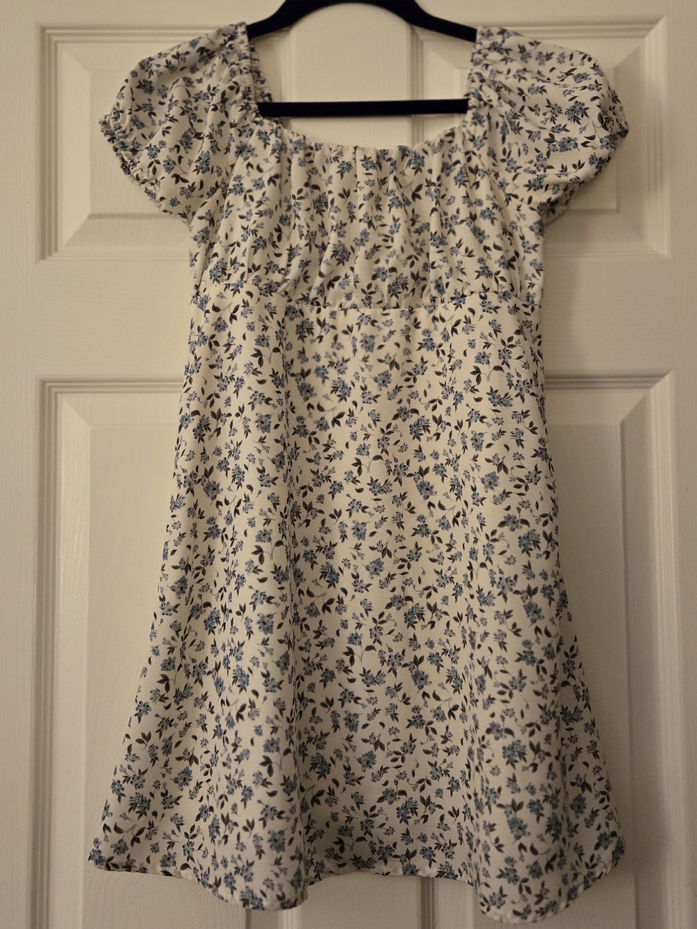 Full Tilt White Dress with Blue Floral Print